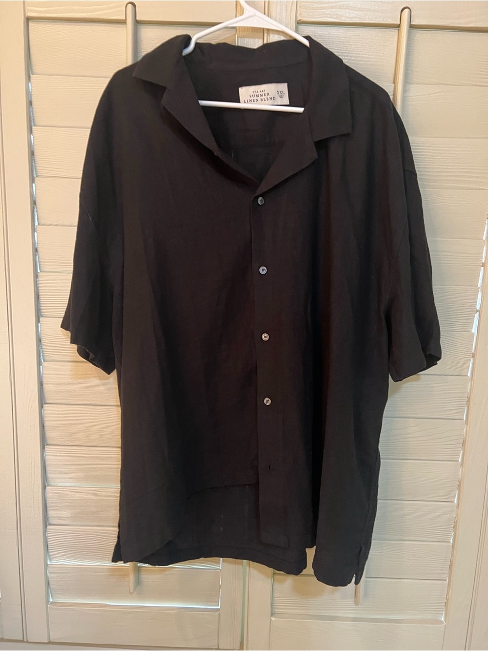 Abercrombie & Fitch Black Short-Sleeve Linen Blend Button-Down Size XXL